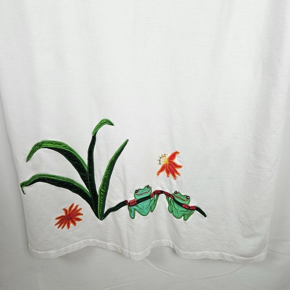 Michael Simon Medium White Tank Maxi Dress Embroidered Flowers Beach Vacation - Picture 6 of 12
